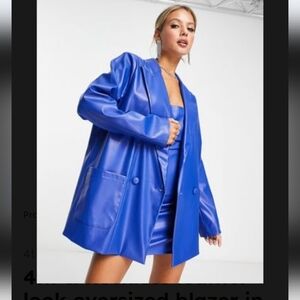 4th & Reckless NWT Faux Leather Blue Blazer 1X
